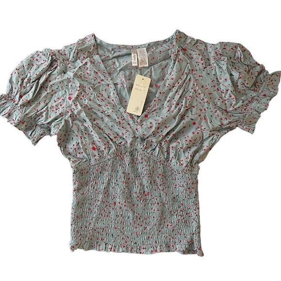 Japna Floral Puff Sleeve Smocked Blouse - Picture 3 of 8